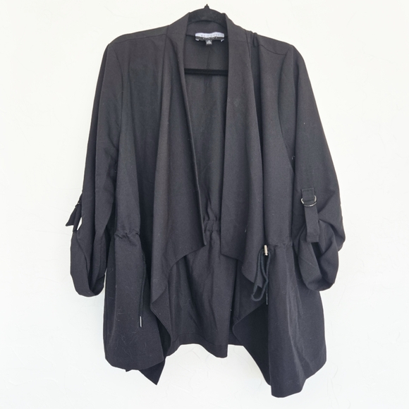 Eloquii Black Drapey Open Drawstring Waist Jacket - Picture 7 of 7